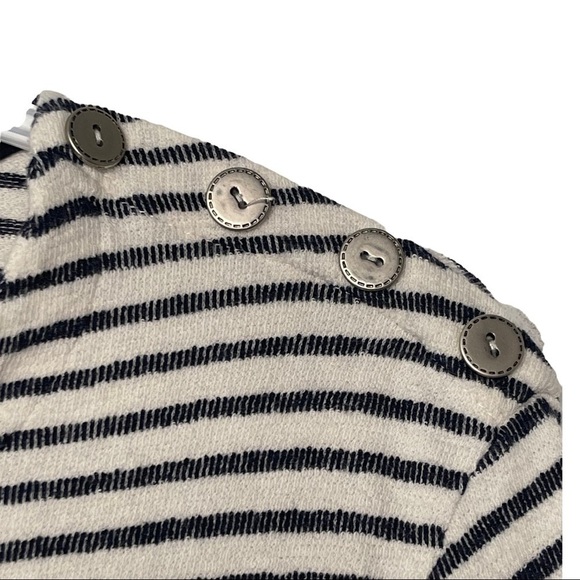 Anthropologie W5 Women’s Medium White Blue Striped 3/4 Sleeve T Shirt Ca… - Picture 3 of 8
